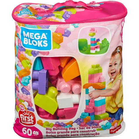 Mega Bloks First Builders 60 Piece Big Building Bag Pink.